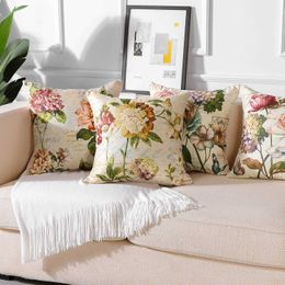 Cushion/Decorative Linen Cushion Cover American Vintage Flower case For Sofa Home Living Room Bedroom Home Decor 40x40 45x45 50x50 60x60