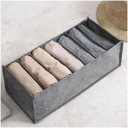 Clothing Wardrobe Storage Grids Foldable Clothes Box Closet Der Jeans Pants Bag Compartment Home Cabinet Organiser Drop Delivery G Dhsxu