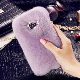 Cell Phone Cases Fur Fluffy Phone Case For Samsung Galaxy S7 edge S10e S9 Plus Luxury Diamond Back Shell For Samsung S10 S8 Protective Cover Z230728