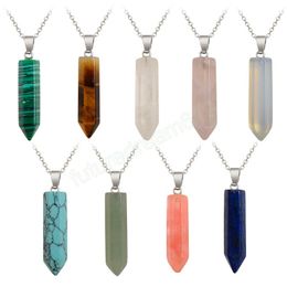 Pendant Necklaces Natural Stone Hexagonal Pillar Necklace Crystal Fashion Accessories Gift For Women