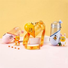 Nonoo Love Cartoon Heart-Shaped Cup Fitness Sports Creative Frosted Water Bottle Storage Outdoor Mug Travel Tea Gift 211122213D