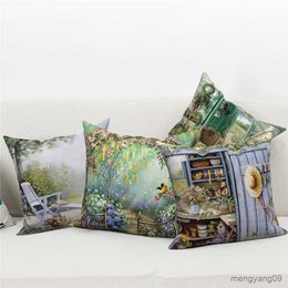 Cushion/Decorative Customizable Throw Cover Home Decor Sofa Decorative Cover Garden Flower Farmhouse Cushion Cover R230727