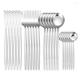 Dinnerware Sets 24 Pieces Of Silverware Cutlery Set Stainless Steel Dinner Mirror Polished