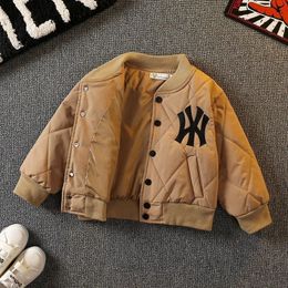 Jackets Autumn and Winter Boys Thickened Coat 2023 Big Cotton Jacket Children's Baby Warm Baseball Jersey 230726