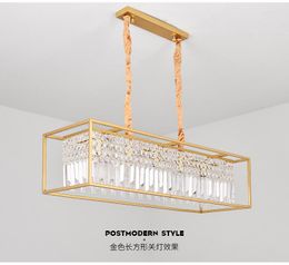 Pendant Lamps American Light Luxury Dining Room Chandelier Modern Minimalist Lamp Crystal Table Long Strip Household
