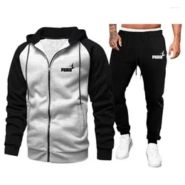 Men's Hoodies 2023 Tracksuits Winter Zipper Jacket Jogging Pants 2 Piece Set Male Casual Hooded Sportswear Sets Autumn Gyms Sweat Suits