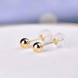 Stud Real 18K Gold Jewellery Bead Ball Studs Earrings Pure AU750 Earring Fine For Women Charm Wedding Gift 230726
