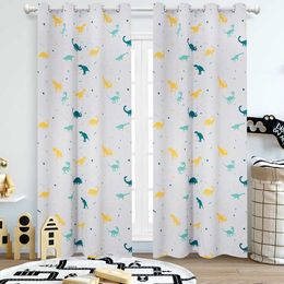 Curtain Muwago Children's Curtain Bay Window High Shading Noise Reduction Heat Insulation Curtain Tyrannosaurus Rex Luminous Curtain x0731