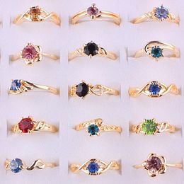Wedding Rings QianBei Wholesale 50pcs/Set Female Crystal Golden Colour Women Rings Engagement Wedding Jewellery 230726