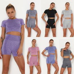 Women's Tracksuits Running Shorts Fitness Yoga And Seamless Vest Exercise Color Suit Women Suits & Sets