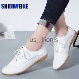 Dress Shoes Spring Summer Women Oxford Shoes Ballerina Flats Shoes Women Genuine Leather Shoes Moccasins Lace Up Loafers Zapatos Mujer J230727