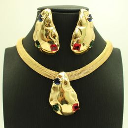 Wedding Jewelry Sets Design Dubai 18k Gold Plated Jewelry For Women Brazilian Necklace Earrings Set Italian Expensive Wedding Bijoux Femme 230727