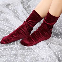 Women Socks RUNNING CHICK Autumn And Winter Velvet Sequined Piles Of Fashion Trend Straight Wholesale