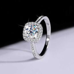 S925 Sterling Silver Moissanite Ring Settings Princess Square Bag Sterling Silver Platinum Proposal Engagement Diamond Ring Gemstone Wedding Rings For Women