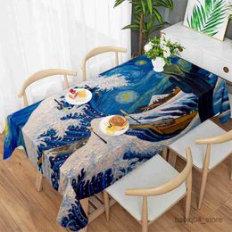 Table Cloth Star Sky Printing Art Painting Tablecloth Kitchen Table Festival Decoration Accessories Coffee Table Stain Proof Tablecloth R230727