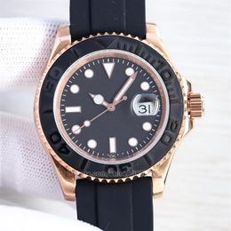 Mens Watches Rubber Strap Yacht II 42mm Ceramic Bezel Full Stainless Steel Automatic Mechanics Movment Sapphire 5ATM Waterproof 20305i