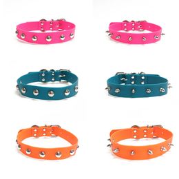 Cool Rivet Dog Collars Leashes Set Multiple Colors Classic Street Style Pet Cats Dogs Durable Schnauzer French Bulldog Collars