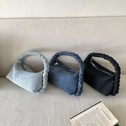 Fashion Denim Women Shoulder Bag Female Handbag Blue Jeans Cotton Woven Tote Designer Bags Crossbody Purse