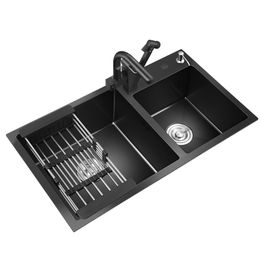 Nano Stepped Sink 304 Stainless Steel Vegetable Wash Basin High PressureCup Washer Coffee Shop Wine Bar Sink Kitchen Sink