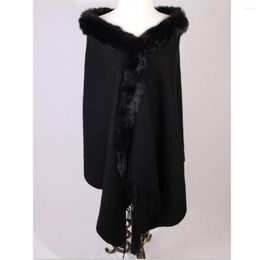 Scarves Black Arrival Women's Wool Cashmere Pashmina Fur Shawl Scarf Winter Warm Female Cape Muffler 180 X 70cm