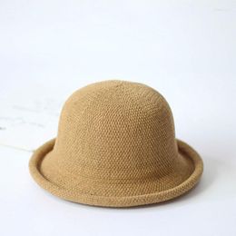 Berets Round Top Hat With Rolled Brim Autumn And Winter Net Red Small Basin Retro Short Bucket