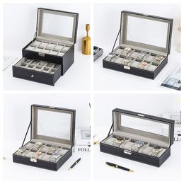 Watch Boxes Cases Watch Boxes Collector 6/10/12 Slots Travel Display Organiser Jewellery Storage Cases for Watches Ties Bracelet Necklaces Brooch 230727