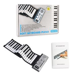 61 Keys Roll Up Piano Portable USB Rechargeable Electronic Hand Roll Piano with Environmental Build in Speaker Silicone Soft Piano Keyboard for Beginners