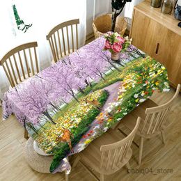 Table Cloth Rural Style 3D Tablecloth Flowers Tree Pattern Table Cover Rectangular Table Cloth Waterproof Table Cover for Party Home Kitchen R230727