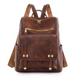 Vintage PU Leather Backpack Fashion Bags designer bag splash-proof bag