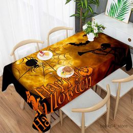 Table Cloth Halloween series waterproof stain proof tablecloth wedding decoration party decoration pumpkin spider web printed tablecloth R230727
