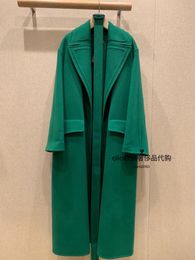 Cappotti Donna Lana Cashmere Loro Piana Cappotto Lungo Manica Lunga con Cintura Bianco Nero Verde