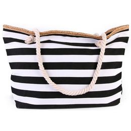 Evening Bags Beach Tote Bag Fashion Women Canvas Summer Large Capacity Striped Shoulder Bag Tote Handbag Shopping Shoulder Bags 230726