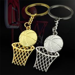 Basketball Hoop Keychain Ball Net Frame Metal Keyring for Sports Fans Fashion Men Car Key Chain Bag Pendant Gifts Accessories