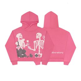 Mens Hoodies Sweatshirts Fashion Pink Embroidered Rose Skull Oversized Hoodie Women K Y2K Street Harajuku Loose Long Sleeve Sweatshirt 230727