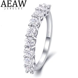 Wedding Rings 09ctw 30mm 01ctDE Colour Round Excellent Cut Engagement Band Real 18k White Gold Plated For Women Gift 230726