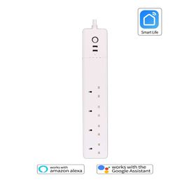 Smart Power Plugs UK Zigbee Power Strip 2 USB Remote Voice Control Timer Plug Work with Home Alexa 16A 2500W Tuya Smart Electrical Socket HKD230727