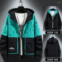Men's Jackets 2023 Spring And Autumn Clothes Men Jacket Size 7XL Outwear Hooded Double Sided Bomber Coat Parka Printed