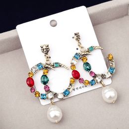 Diamond Letter Fashion Pearl Brand Dangle Earrings Designer Jewelry For Women Gift Girls