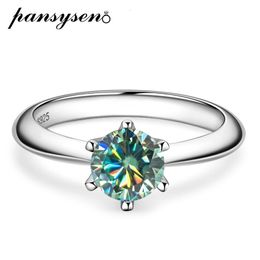 Wedding Rings PANSYSEN 8 Color Luxury 100 925 Sterling Silver 1CT Real for Women 18K White Gold Plated Fine Jewelry 230726