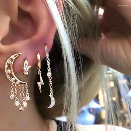 Dangle Earrings Delicate Dainty Rose Gold Color Moon Star CZ Drop Charm Earrin Pear Shooting Earrinsg For Women Jewelry