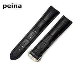 20mm New High quality Black And Brown Genuine Leather Watch Bands strap With Stainless Steel Clasp For Omega Watch279z