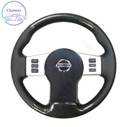 DIY Private Custom Car Steering Wheel Cover For Nissan Xterra Pathfinder Frontier 05-12 Hand Sewing Carbon Fibre Leather Holder De2644