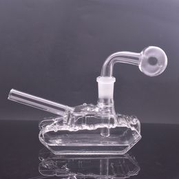 Wholesale TANK Shape Glass Oil Burner Bong Bubbler Smoking Water Pipe 14mm Female Dab Rig Bong Ash Catcher Hookah with Male Oil Burner Pipe