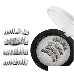 Other Health Beauty Items Magnetic False Eyelashes 3D Mink Lashes Reusable Three / Dual Magnets Extension Eyelash Fl Strip Extension Dhvk1