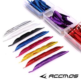 Outdoor Gadgets 50pcs box 1.8inch Spiral Feather Archery Spin Vanes Right Wing DIY With Sticker Tape Accessories 230726