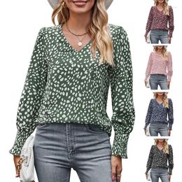 Women's T Shirts Long Sleeve Blouses For Womens V-Neck Floral Print Work Casual Loose Tunics Tops Summer Pullover