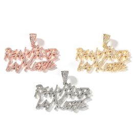 Hip Hop Double Rows Letters Pendant Necklace Jewelry Men Gift Real Gold Plated