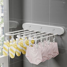 Hangers Multifunctional Clothes Drying Rack Socks With Multiple Clips Wall-Mounted Folding Hanger Clip 24 Press-type