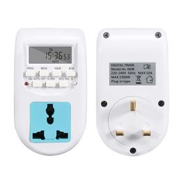 Smart Power Plugs UK Plug Timer Switch Digital Display Screen Timing Socket Household Kitchen Bedroom Control Outlet Accessories HKD230727