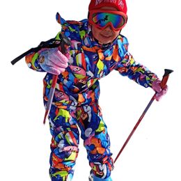 Other Sporting Goods OnePiece Kids Skisuits Hooded Waterproof Windproof Snowboard Boys Snowsuit Winter Skiing Sports Wear Print Overalls Jumpsuits 230726